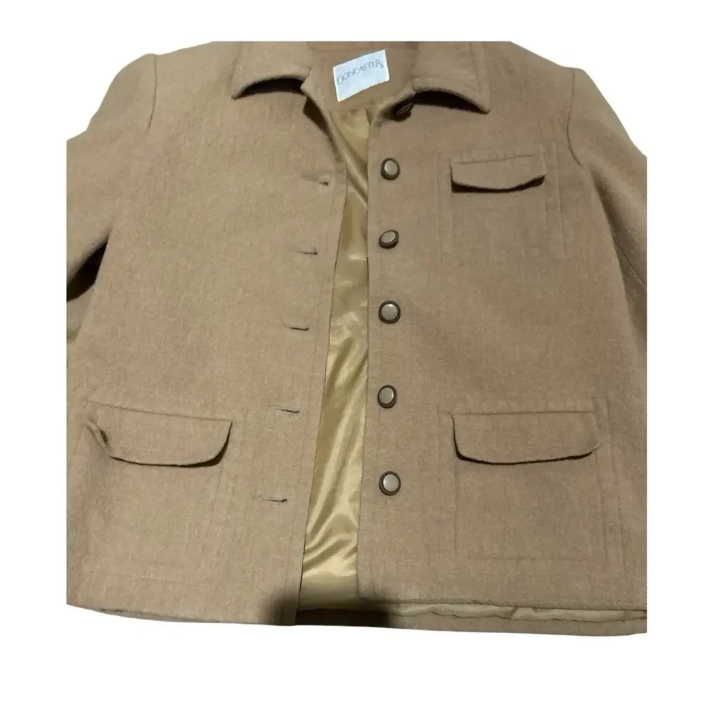 VTG Doncaster Women's Vintage Jacket Size 6 100% camel Hair classy  monochrome - Picture 3 of 6